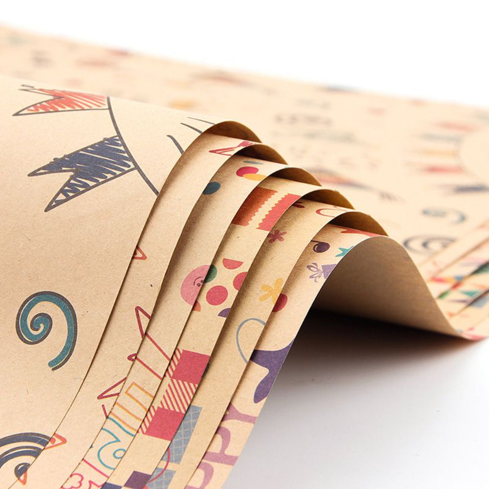 Happy Birthday w/ Rainbow Printed Kraft Wrapping Paper - 6pcs, 50CM X 70CM, Birthday Wrapping Paper