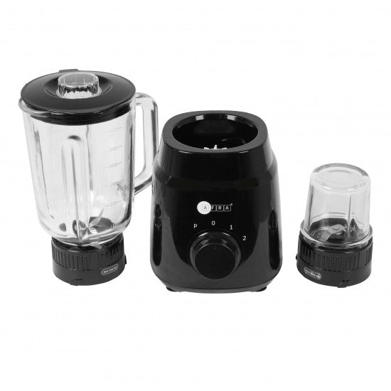 AFRA Japan 2 in 1 Blender, 2 speed settings, Pulse Function, 1.5 Litre Capacity, 4 Cutting Blades, Glass Blender & Grinder Jar, Easy-To-Clean, G-Mark, ESMA, RoHS, And CB Certified, 2 Years Warranty