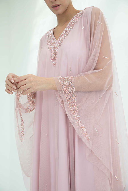 Fatima with Love - Baby Pink Tulle Kaftan