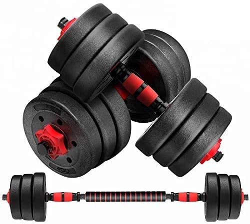 Max Strength - dumbbell and Barbell Set Weightlifting fitness black cement steel rubber adjustable dumbbell and Barbell Set 2 in 1