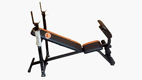 Bodyfit 2in1 Folding Barbell & AB with Curl Exercise Multi Function Bench Multi Option Weight Lifting 2 incline, 1flat & 1decline workout position