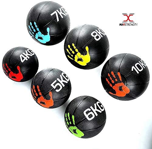 Max Strength Medicine Ball Medicine Ball Empty Snatch Wall Balls Heavy Duty Exercise Kettlebell Lifting Fitness MB Muscle Building -4KG Multi Color