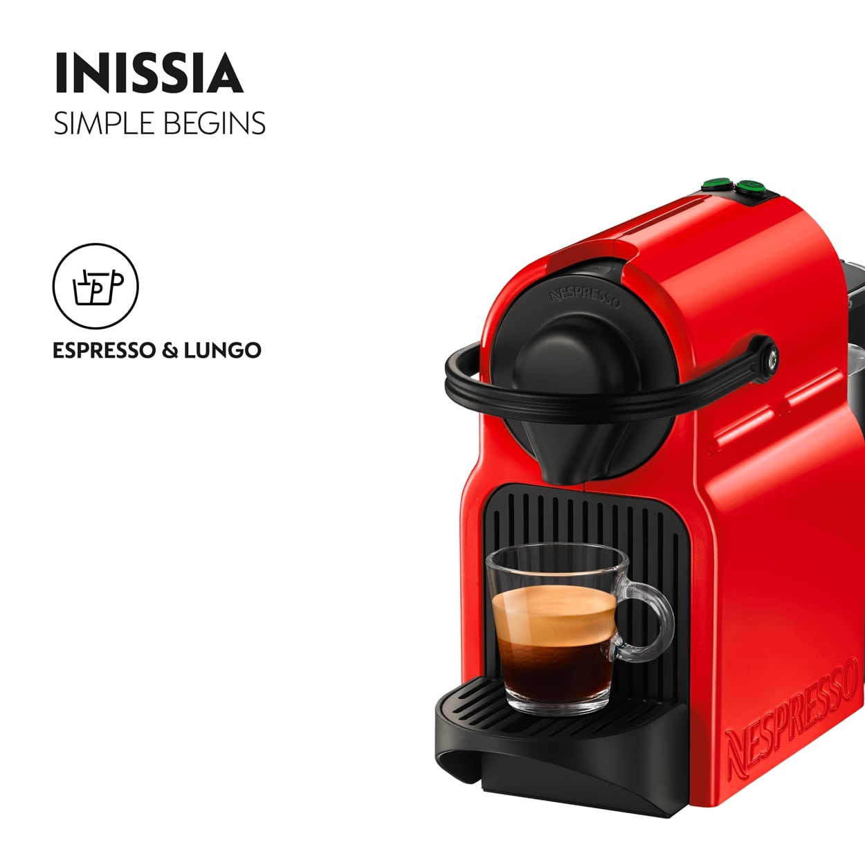 NESPRESSO Inissia C40 Ruby Red Coffee Machine + Aeroccino Black Bundle