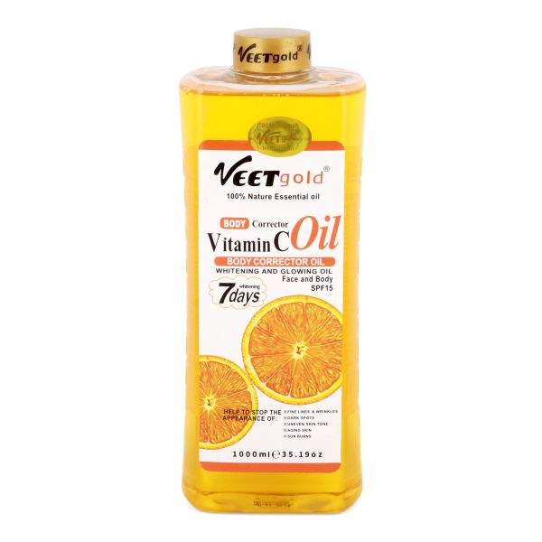 Veet Gold Orange Vitamin C Oil Body Corrector Oil 1000mlPersonal CareCorrects and Evens Skin Tone Moisturizes and Hydrates Whitens and Brightens
