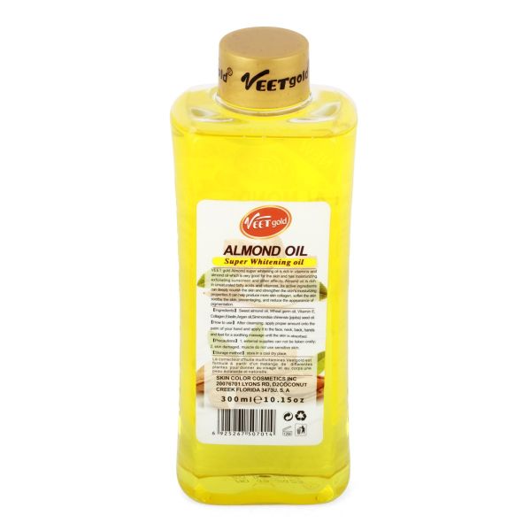 Veet Gold Almond Super Whitening Oil 1000mlPersonal CareAlmond Super Whitening Oil contains a powerful blend of natural ingredients to repair damaged skin, promote super whitening, and provide intense moisturization.