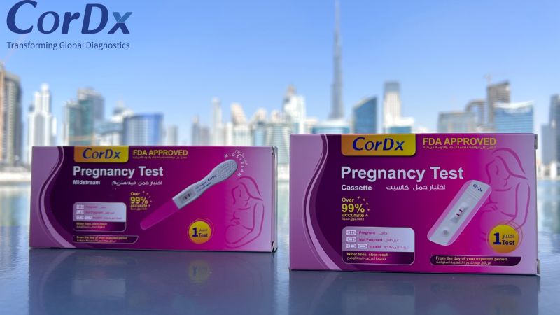 Cordx Pregnancy Test Midstream FDA Approved - 1 TestHealthDesigned to test with ease and accuracy for HCG from Urine samples at home. FDA and the UAE Ministry of Health approved the Midstream Pregnancy test • CorDx Pregnancy Test strip, cassette, and mids