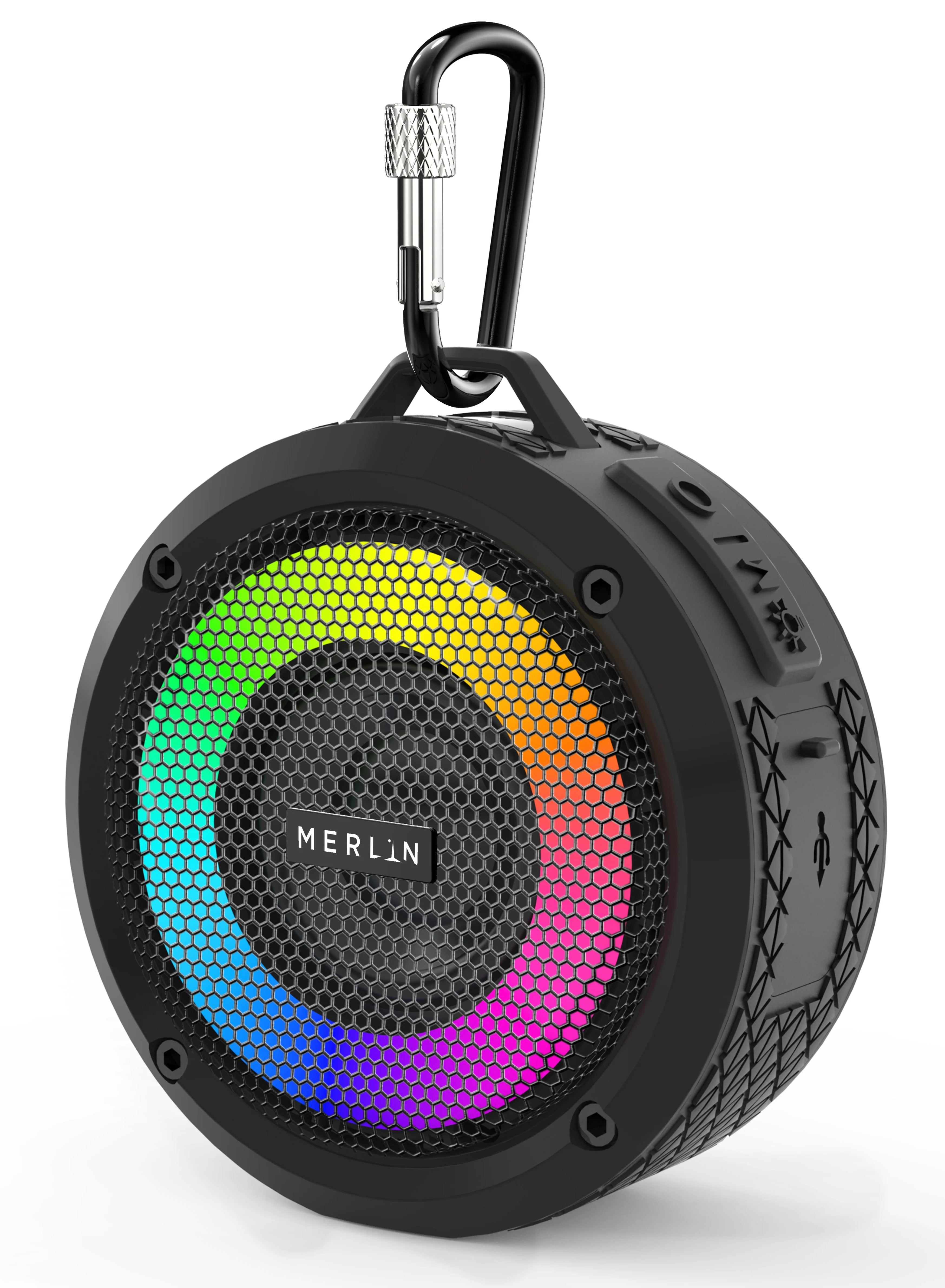 Merlin Sound GO Waterproof Bluetooth Bike Speaker with LED Lights – IPX7 Outdoor Wireless Portable Speaker for Cycling Camping Hiking and Travel