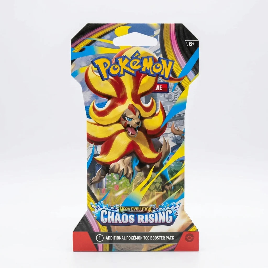 Pokémon TCG: Mega Evolution Chaos Rising Booster Pack – Mega Pyroar ex Artwork, 10 Cards + Code, Age 6+