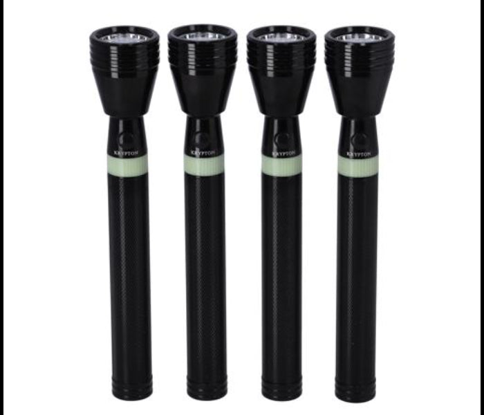 Krypton KNFL5404 Rechargeable LED Flashlight 4Pcs Combo- BlackTools & Home ImprovementsKrypton Rechargeable LED Flashlight – Whether you are camping or taking a late-night walk with the dog, the reliable Krypton Rechargeable Flashlight is a good companion