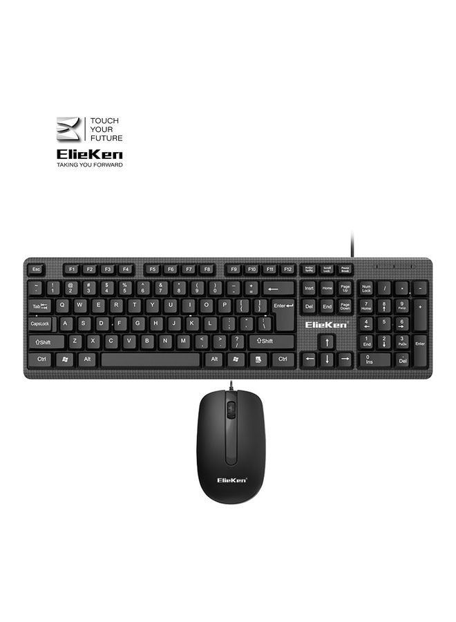 Wired Keyboard Mouse Combo Optical Usb Plug And Play Compatible With Desktop Laptop Notebook Pc Windows Black
