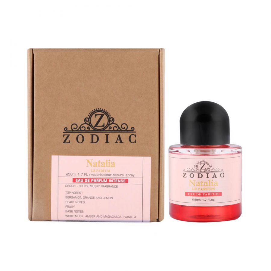 Zodiac Natalia Le Perfum EAU De Parfum Fruity, Musky Fragrance 50mlPerfumes & FragrancesTop Notes:Bergamot, Orange, LemonMiddle Notes:Fruity NotesBase Notes:White Musk, Amber, Madagascar Vanilla