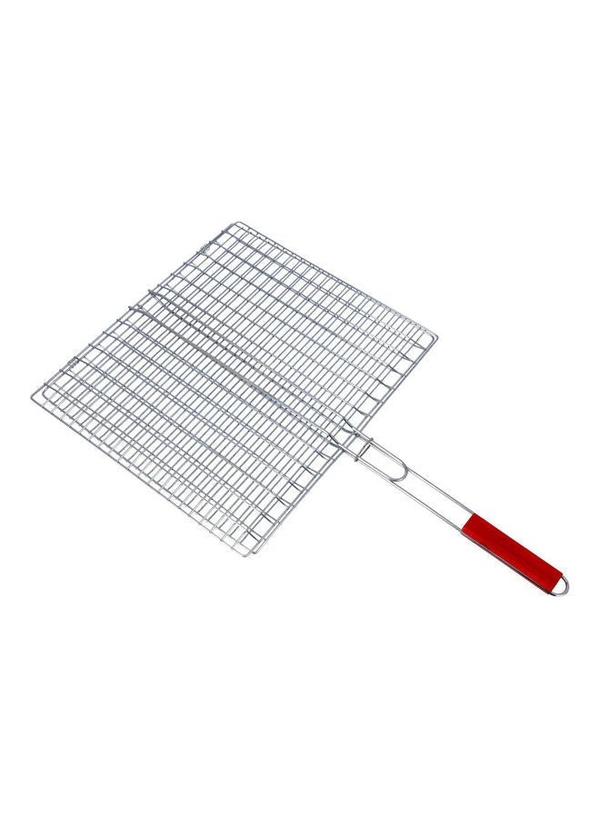 Royalford Foldable Portable Stainless Steel Barbecue Grill Indoor And Outdoor - Silver/Red 