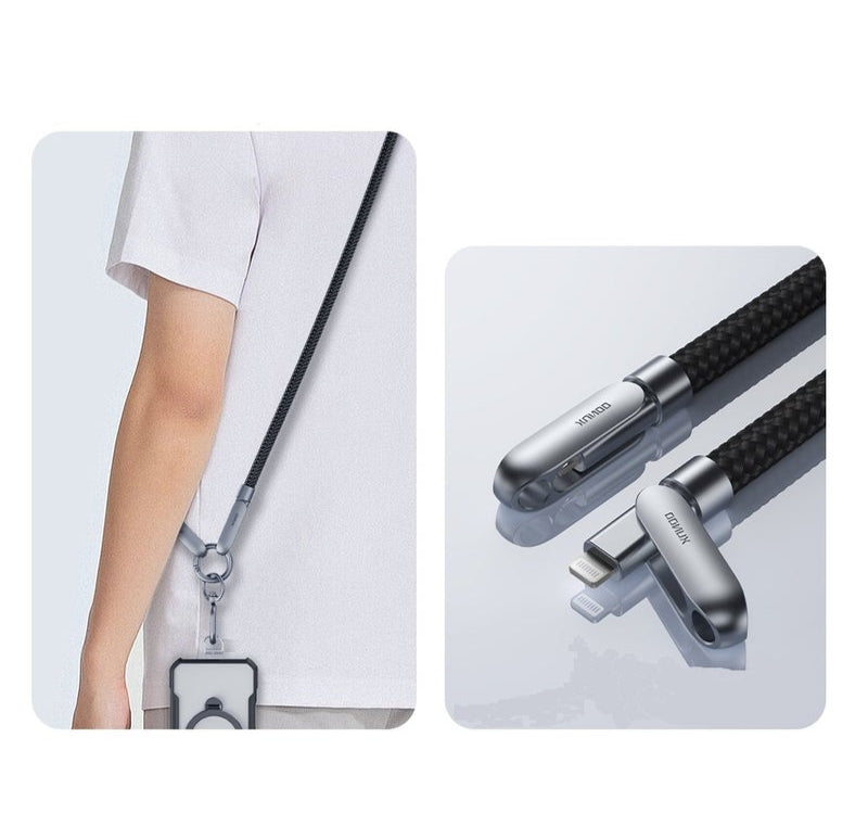 XUNDD Crossbody Lanyard with Builtin Cable (USBC Compatible with Lightning) 27W Charging Cable Body Neck Lanyard for Compatible with iPhone 14 Pro Max 13 Pro Max 13 Pro etc.(1.2M) (Black)Mobile AccessoriesBuilt-in 27W Charging Cable: Features a USB-C comp