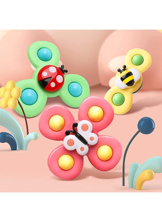 Suction Cup Spinner Toys,Dimple Suction Toy with Silicone Bubbles Release Stress and Anxiety Kids for Bath and Window,Animal Rotating Toddler Spinning Toys, Baby Bath Toys, Suction Cup Fidget Spinner Baby Toys for 1 2 3 Year Old