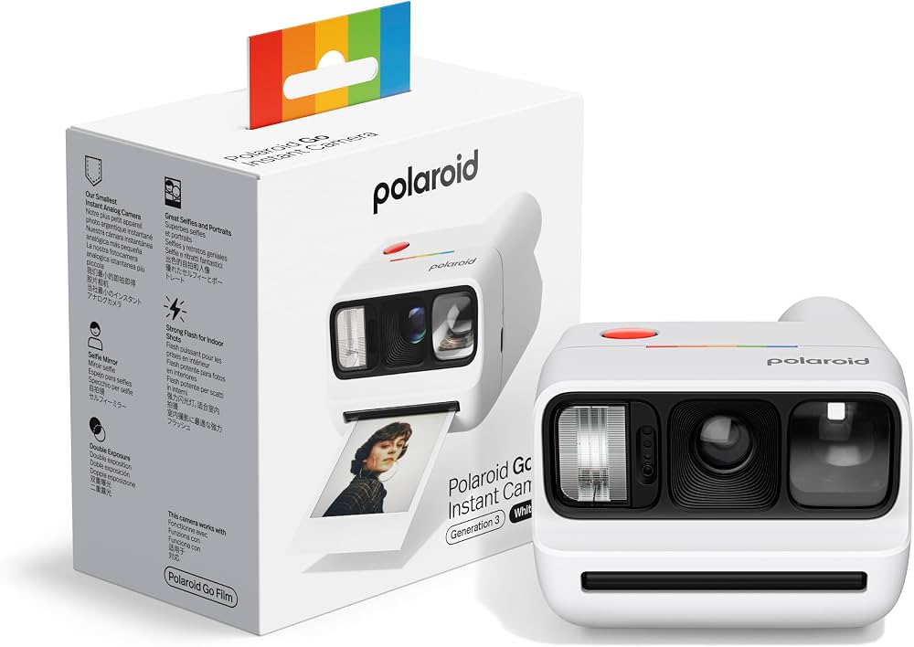 Polaroid Go Gen 3 Instant Camera | Compact Analog Camera | Polaroid Go Film Compatible | Selfie Mirror | Built-in Flash | White