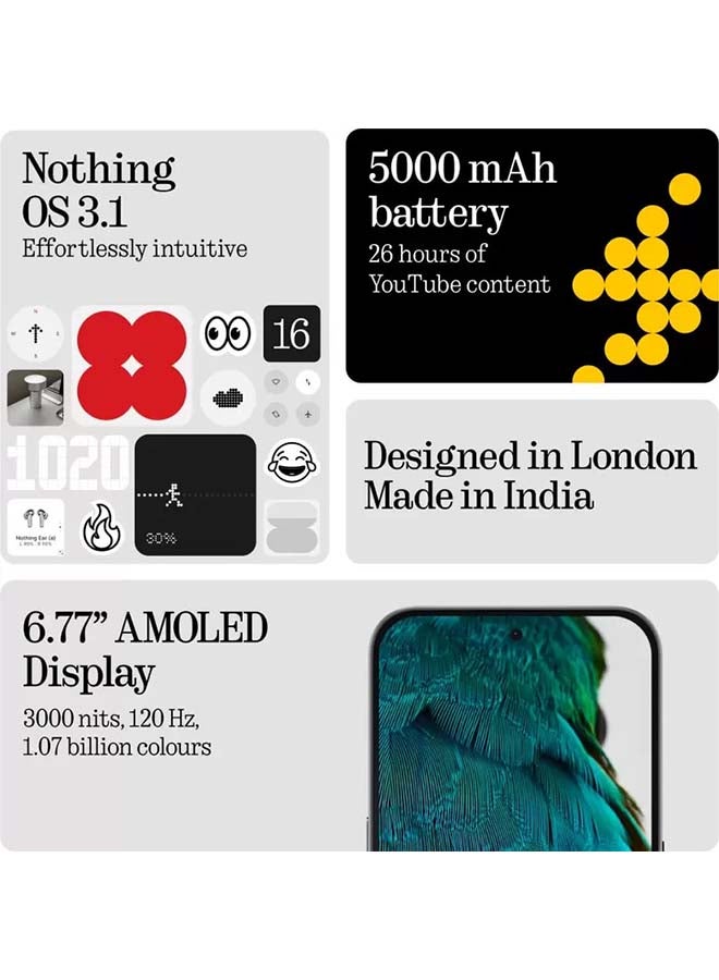 Nothing Phone 3a 5G Dual SIM 12GB RAM 256GB With CMF BudsMobiles12GB RAM + 256GB Storage – Ample memory and space for seamless multitasking and all your content. 5G Dual SIM Support – Enjoy ultra-fast, reliable connectivity across UAE networks. Signature