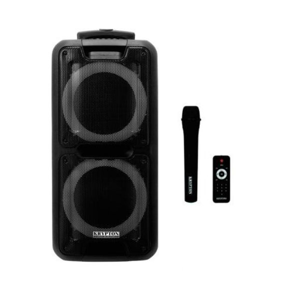 Krypton Portable and Rechargeable Professional Speaker, KNMS5201 - BlackAudio & VideoBluetooth & TWS function; FM radio; Remote control Plays MP3 files from USB/SD card drives/External audio devices Guitar & microphone inputs; Microphone priority on/off s