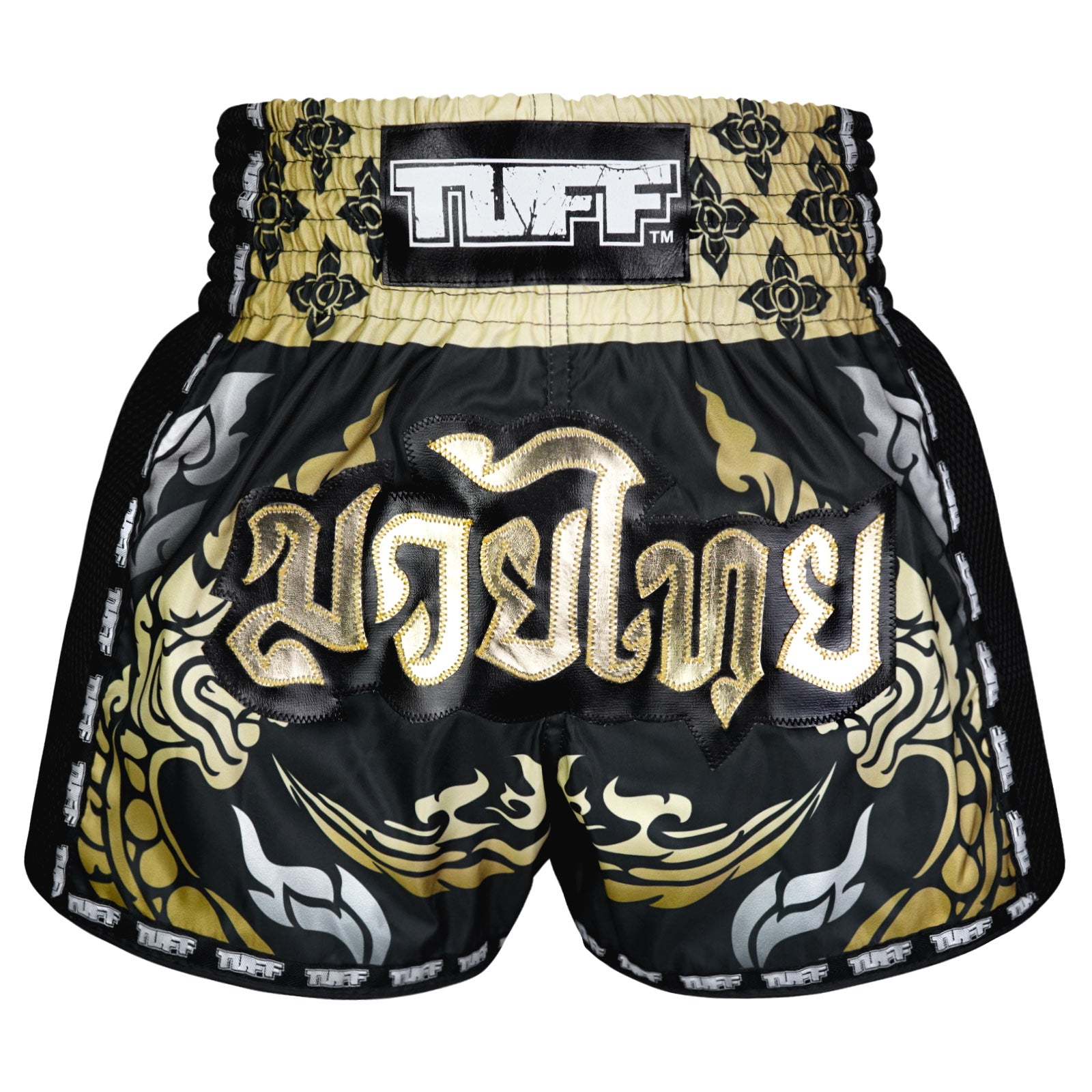 Muay Thai Boxing Shorts The King Of Naga BlackSports & FitnessShow your pride in Muay Thai with these Tuff Sport Muay Thai Shorts. Featuring iconic Thai symbols and intricate designs, these shorts are a tribute to the rich culture of Thailand. Handcrafted