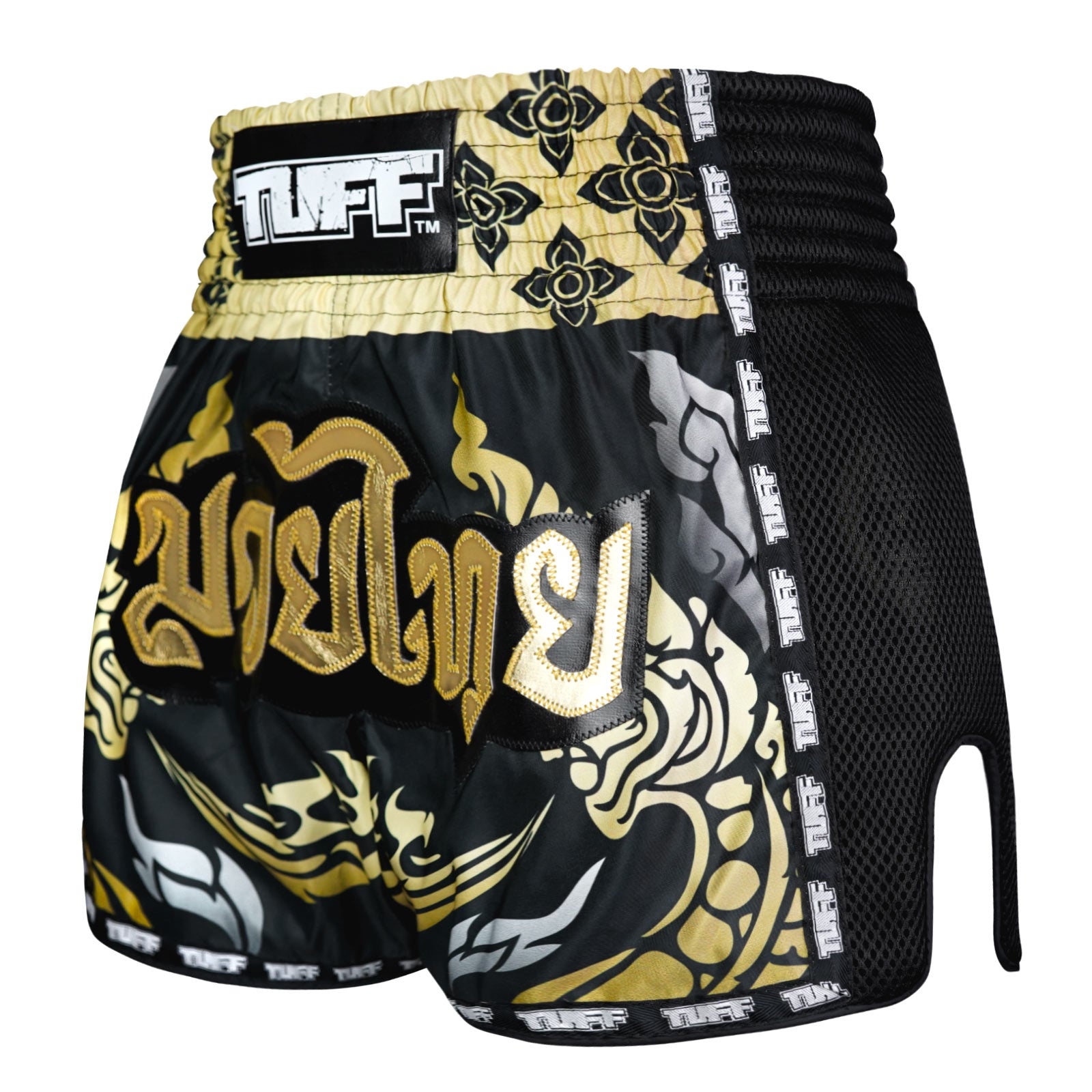 Muay Thai Boxing Shorts The King Of Naga BlackSports & FitnessShow your pride in Muay Thai with these Tuff Sport Muay Thai Shorts. Featuring iconic Thai symbols and intricate designs, these shorts are a tribute to the rich culture of Thailand. Handcrafted