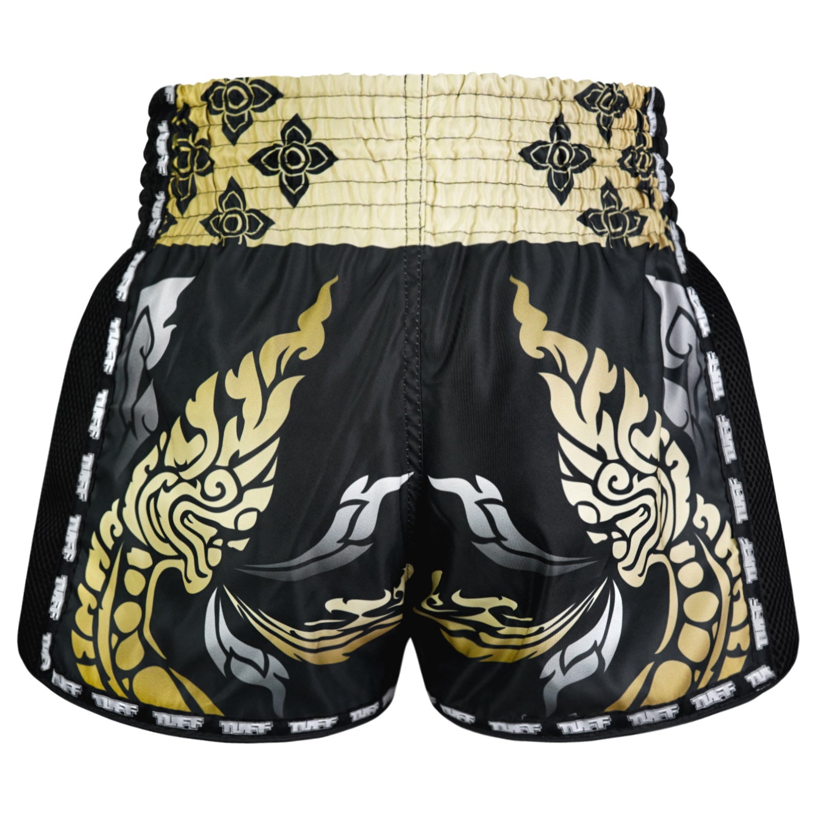 Muay Thai Boxing Shorts The King Of Naga BlackSports & FitnessShow your pride in Muay Thai with these Tuff Sport Muay Thai Shorts. Featuring iconic Thai symbols and intricate designs, these shorts are a tribute to the rich culture of Thailand. Handcrafted