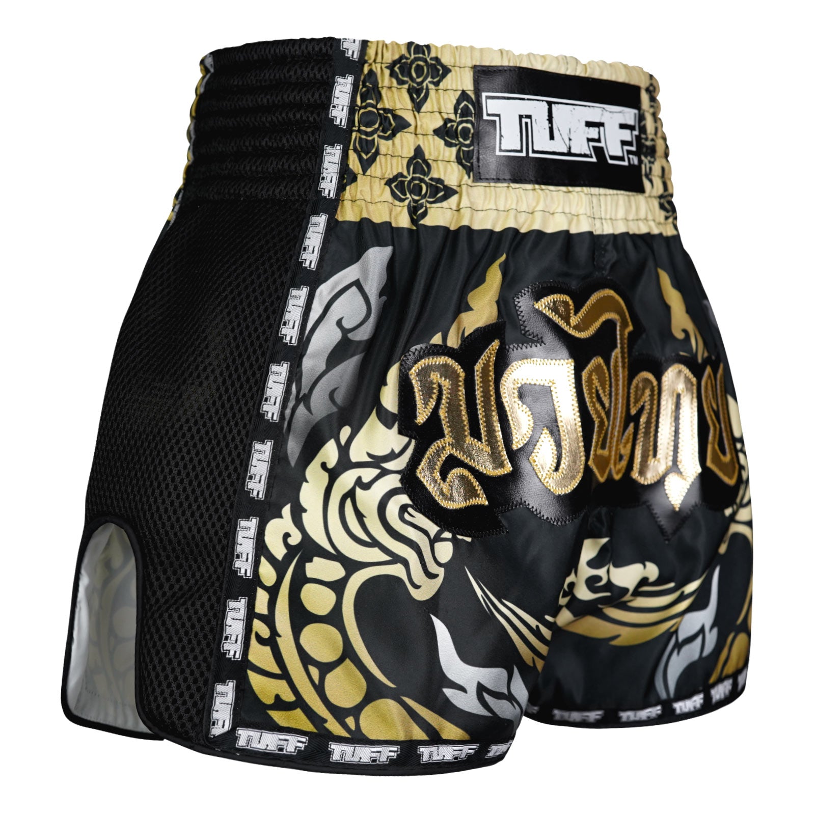 Muay Thai Boxing Shorts The King Of Naga BlackSports & FitnessShow your pride in Muay Thai with these Tuff Sport Muay Thai Shorts. Featuring iconic Thai symbols and intricate designs, these shorts are a tribute to the rich culture of Thailand. Handcrafted