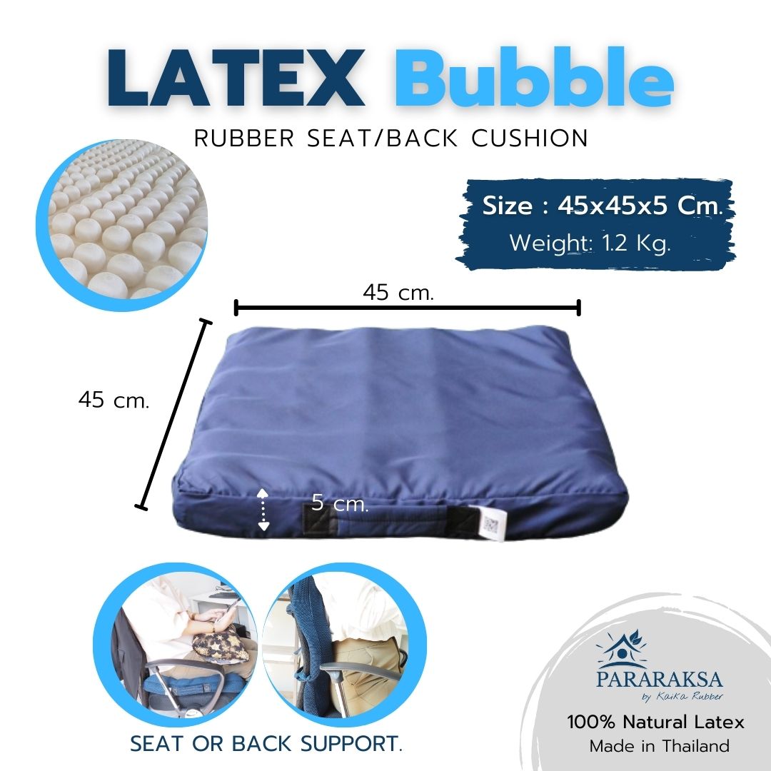 Premium Bubble Natural Latex Seat Cushion Reducing Pressure Office Chair Cushions or CarCar AccessoriesPararaksa Healthy Latex Seat Bubble Dimensions: 45x45x5 cm. Weight 1.2 kg. Reduce hip pain from sitting at work. Pain relief massage. Suitable for offic