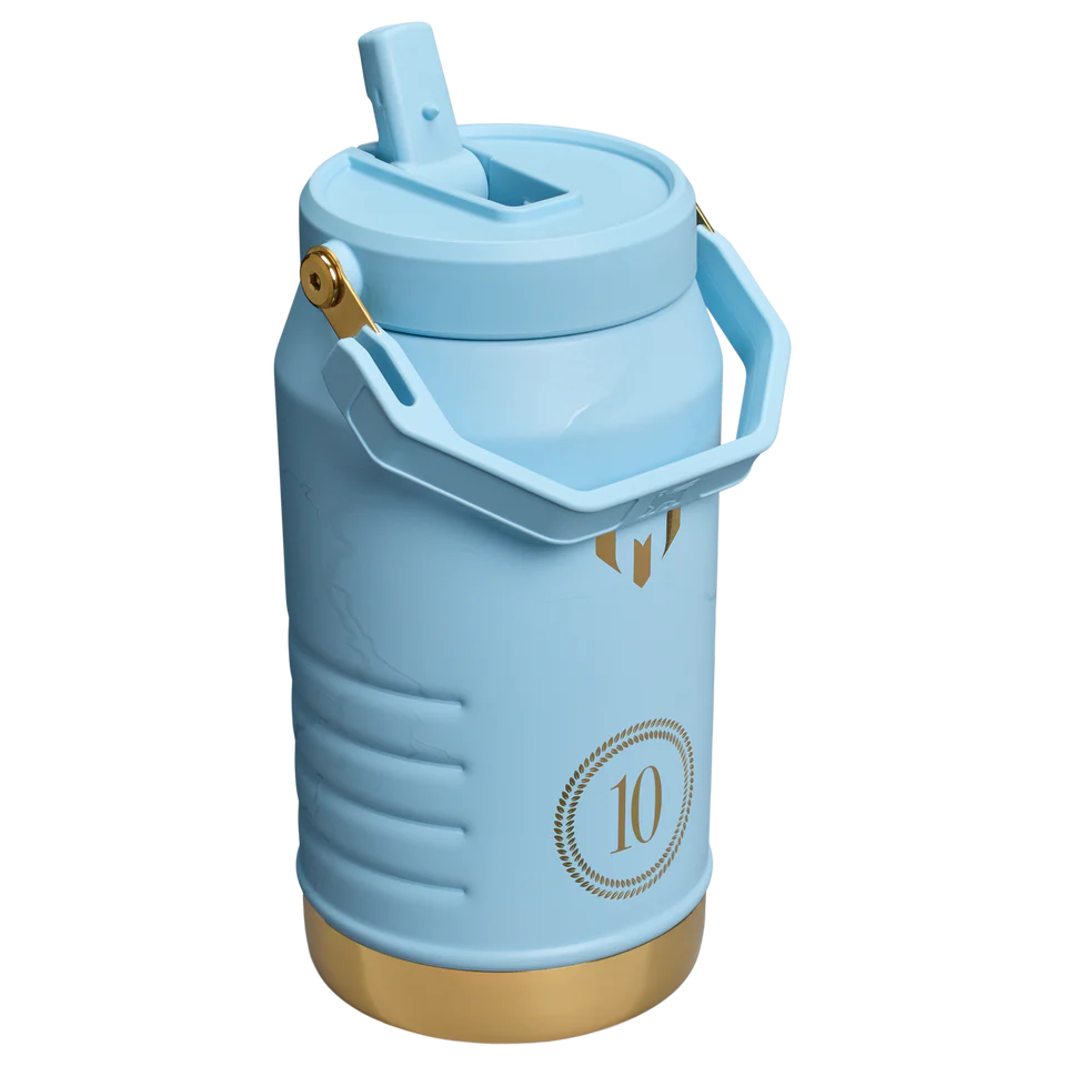 Stanley Messi x FlipStraw 2.0 Striker Blue 64oz Water Jug – Insulated Stainless Steel Hydration Bottle