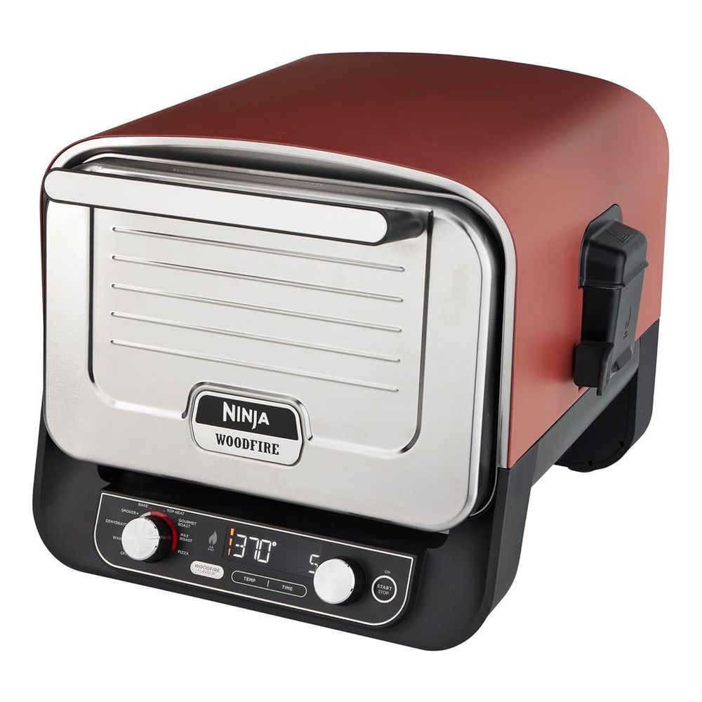 Ninja Woodfire OO101ME Electric Outdoor Oven Artisan Pizza Maker & BBQ Smoker 2400WKitchen AppliancesOutdoor Electric High-Heat Roaster Oven, Artisan Pizza Oven & BBQ Smoker 8 cooking functions: Pizza, Max Roast, Gourmet Roast, Top Heat, Bake, Smoker, Deh