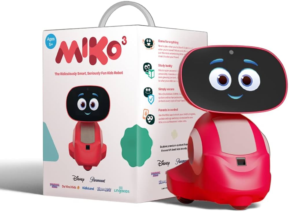 Miko 3 AI-Powered Smart Robot for Kids, STEM Learning Educational Robot, Interactive Voice Control Robot with App Control, Disney Stories, Coding Apps, Unlimited Games for Girls & Boys Ages 5-10 -RedToys & GamesMeet Miko. Ridiculously Smart. Seriously Fun