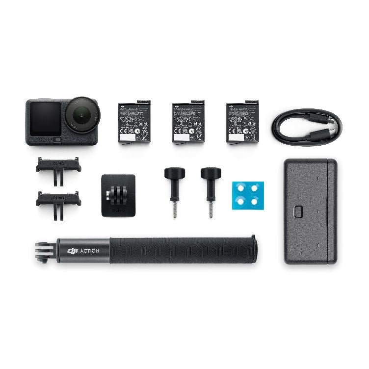 DJI Osmo Action 6 Adventure Combo – Variable f/2.0 Aperture, 4K120, 3 Batteries, Selfie Stick, 50GB