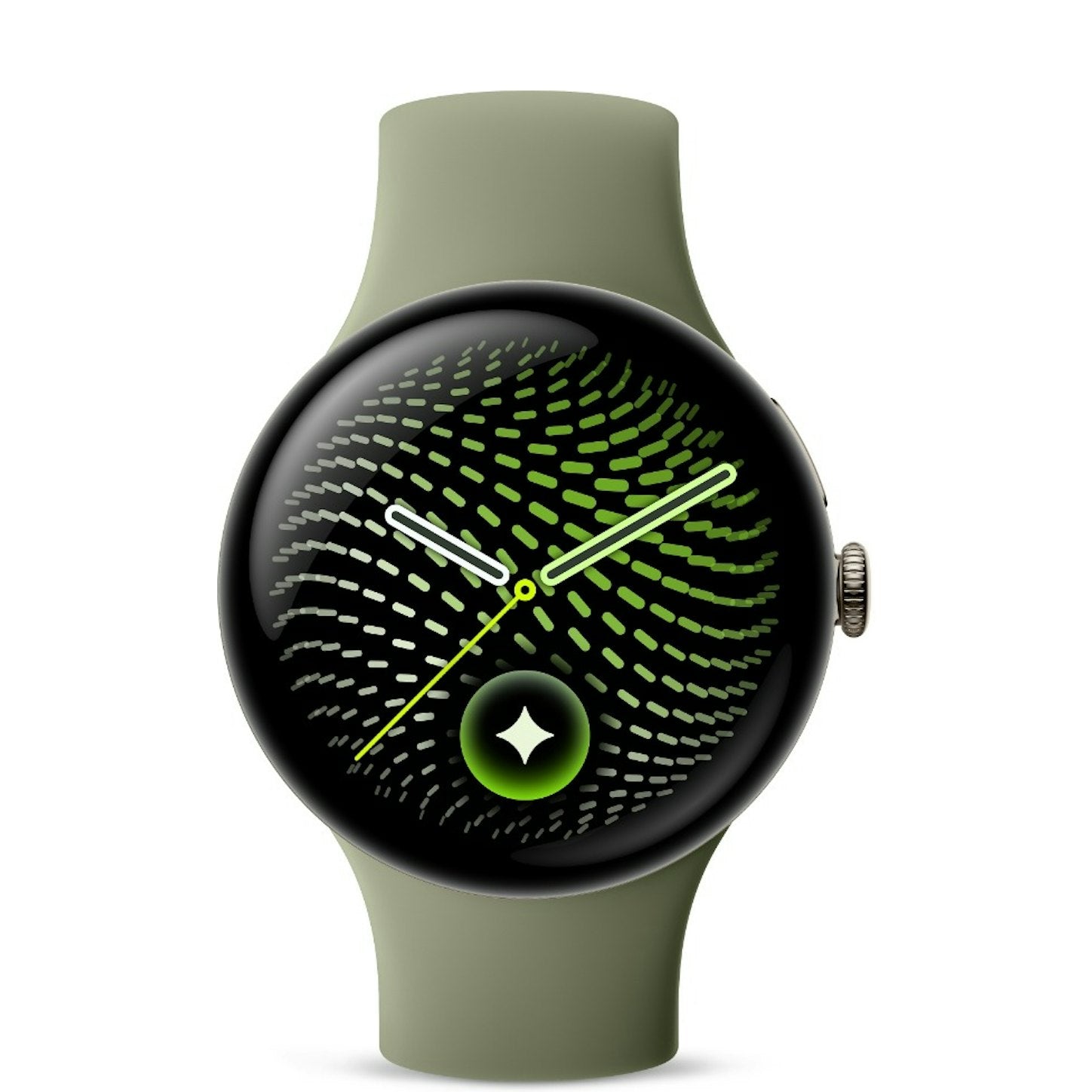 Google Pixel Watch 5 45mm Wi-Fi – Satin Pyrite Case, Olive Active Band (2nd Gen)
