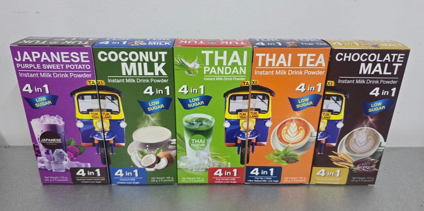 Top 5 Instant Milk Drink Powder (Japanese Sweet Potato, Coconut Milk, Thai Pandan, Thai Milk Tea, Chocolate Malt) (Total of 5 Boxes, 1 Box = 5 Sachets)BeveragesTop 5 items of premium milk which have been selected for you. Indulge in the natural sweetness,