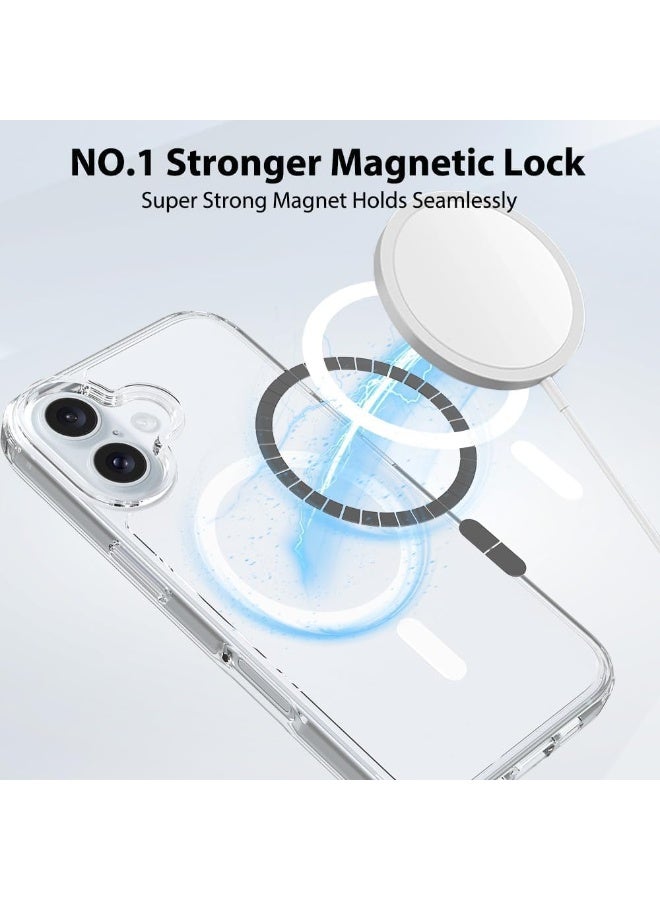 Magnetic Case for iPhone 16 Plus 6.7-Inch Compatible with MagSafe, Shockproof Phone Bumper Cover, Anti-Scratch Clear Back (Clear)