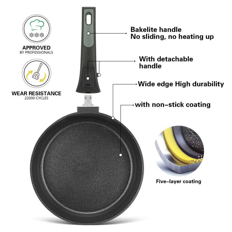 Fissman Deep Frying Pan 28cm With Detachable Handle With Glass Lid Brilliant Series Aluminum And Non Stick Coating and Induction BottomFISSMAN, a recognized leader in the production of kitchen utensils, presents a new exclusive series of BRILLIANT cookwar