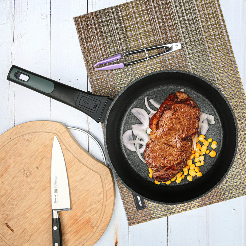 Fissman Deep Frying Pan 28cm With Detachable Handle With Glass Lid Brilliant Series Aluminum And Non Stick Coating and Induction BottomFISSMAN, a recognized leader in the production of kitchen utensils, presents a new exclusive series of BRILLIANT cookwar