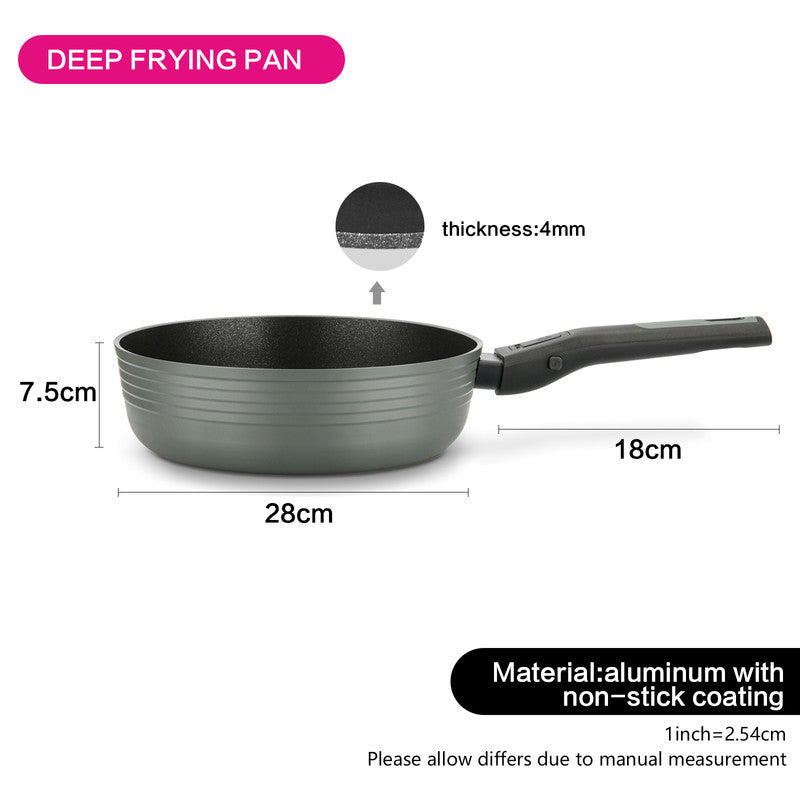 Fissman Deep Frying Pan 28cm With Detachable Handle With Glass Lid Brilliant Series Aluminum And Non Stick Coating and Induction BottomFISSMAN, a recognized leader in the production of kitchen utensils, presents a new exclusive series of BRILLIANT cookwar