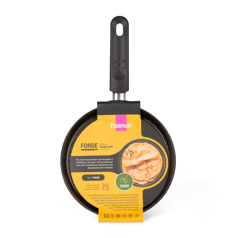 Fissman Crepe Pan Non Stick 18cm, Aluminum Crepe Pan Forde Series, Induction BottomThe FORDE series from FISSMAN is a union of quality, aesthetics and safety. FORDE products are a real gift to those who choose the best for themselves and their families. T