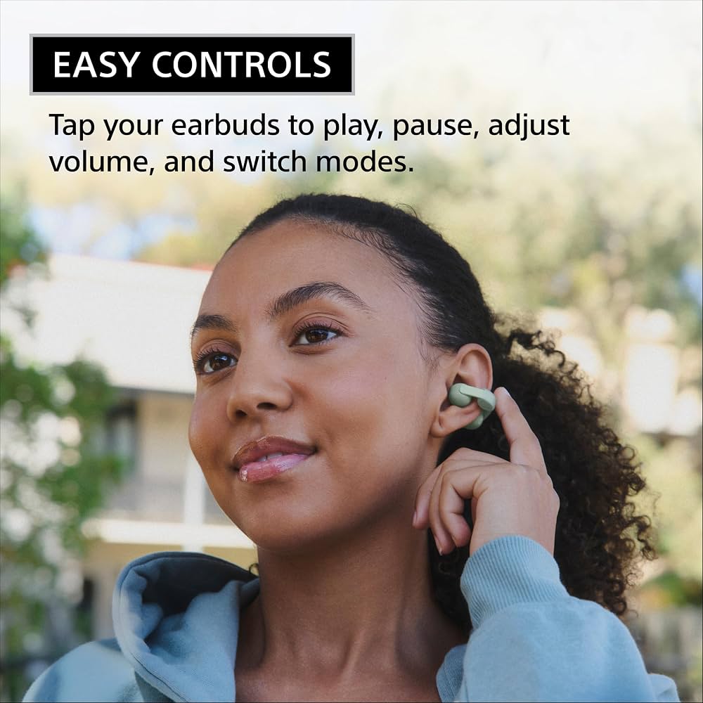 Sony LinkBuds Clip Open-Ear True Wireless Earbuds, Lightweight Clip-On Design, Bluetooth, Ambient Sound, Touch Controls, Up to 37 Hours Battery, IPX4, Black - UAE Version