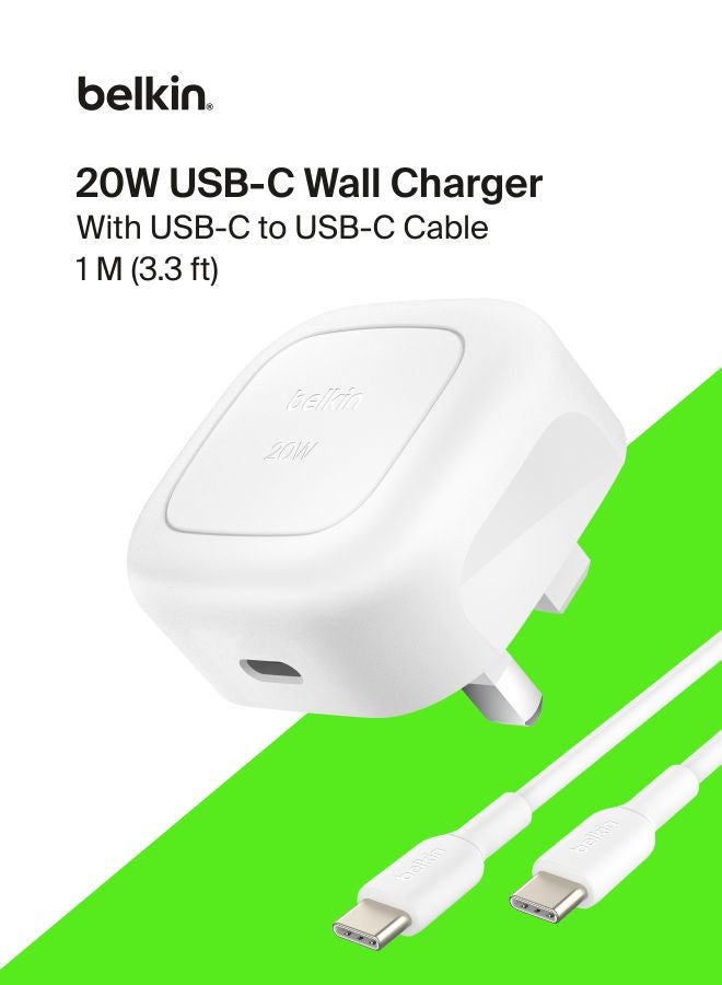 Belkin BoostCharge 20W Cubic Wall Charger with USB-C Cable – White
