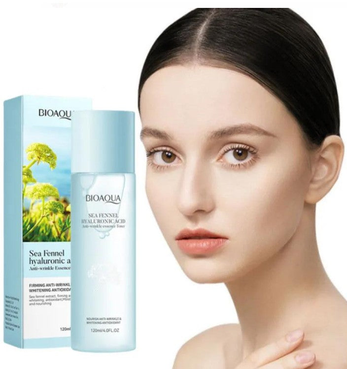 Anti-Wrinkle Toner with Hyaluronic Acid & Sea Fennel – BIOAQUA Hydrating Essence for Fine Lines & Aging Skin, Alcohol-Free, 120ml