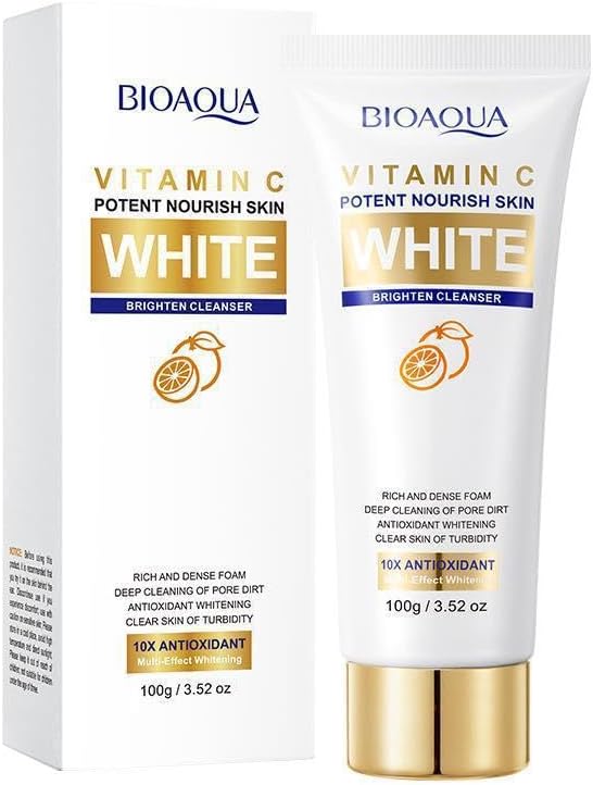 Face Wash with Vitamin C for Brightening & Deep Cleansing – BIOAQUA Facial Cleanser Foam, 100g – Antioxidant Skin Whitening Formula