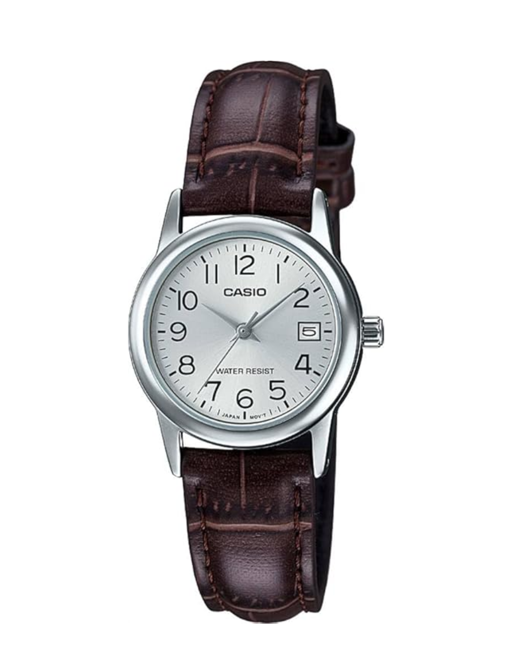 Casio Women’s Analog Quartz Watch — LTP‑V002L‑7B2UDF (White Dial, Black Leather Strap)