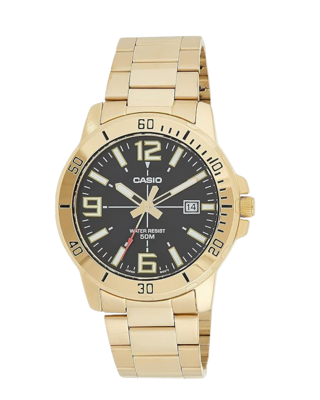 Casio Men’s Analog Quartz Watch MTP‑VD01G‑9EVUDF (Gold Dial, Gold Stainless‑Steel Band)