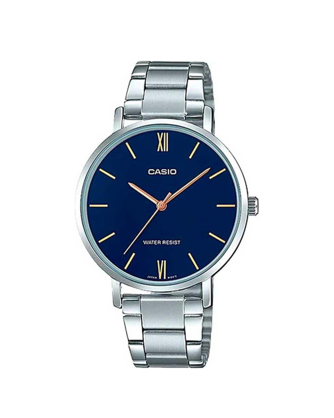 Casio Women's Quartz Watch LTP-VT01D-2BUDF – Blue Dial, Silver Stainless Steel Strap