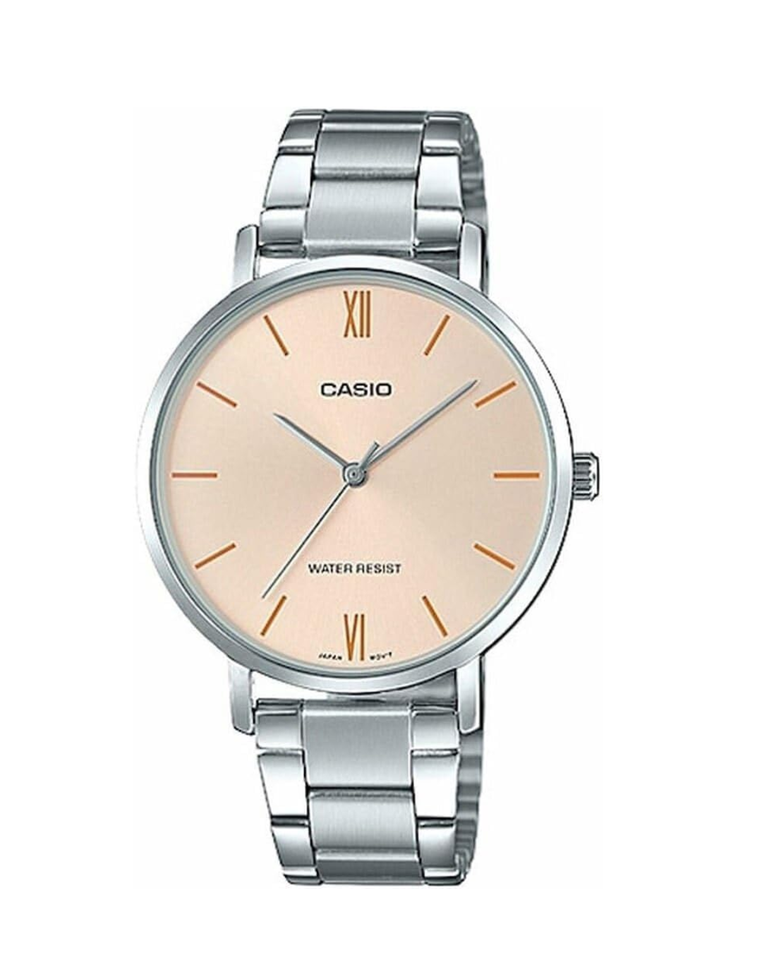 Casio Women's Quartz Watch LTP-VT01D-4BUDF – White Dial, Silver Stainless Steel Band