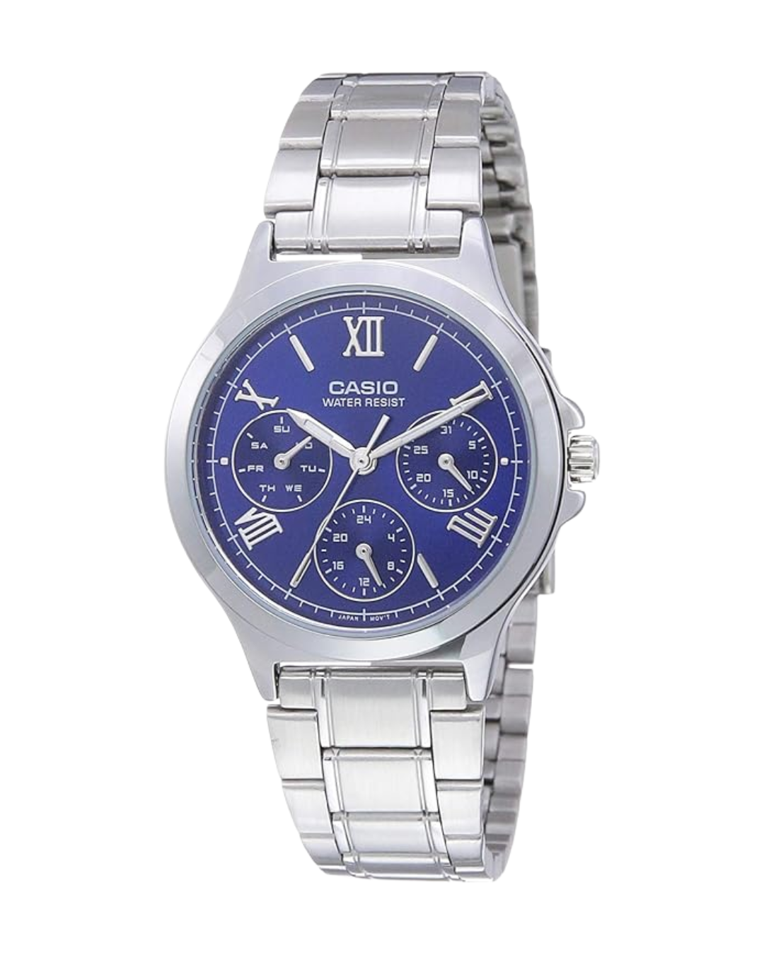 Casio LTP‑V300D-2A2UDF Women’s Analog Watch – Blue Dial, Silver Stainless Steel Band