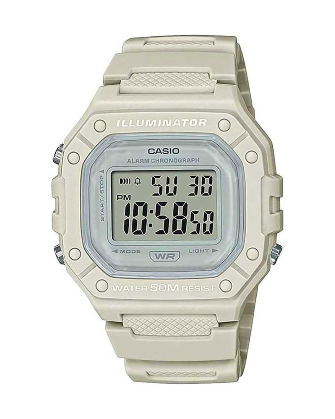 Casio Men’s Digital Quartz Watch – W-218HC-8AVDF, Grey Dial with Brown Resin Strap