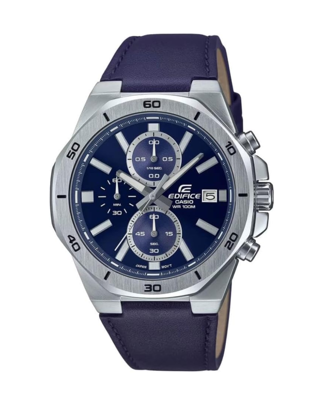 Casio Edifice Men’s Analog Chronograph Watch – EFV-640L-2AVUDF, Blue Dial with Blue Leather Band