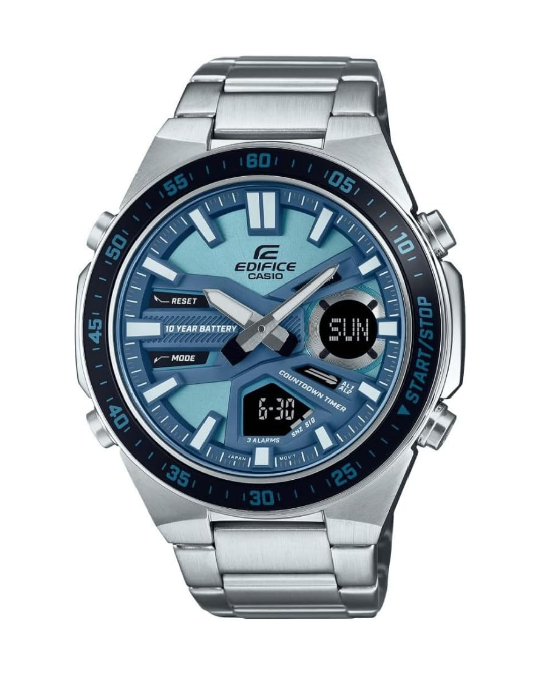 Casio Edifice Men’s Analog Chronograph Watch – EFV-C110D-2BDF, Black Dial with Silver Stainless Steel Band