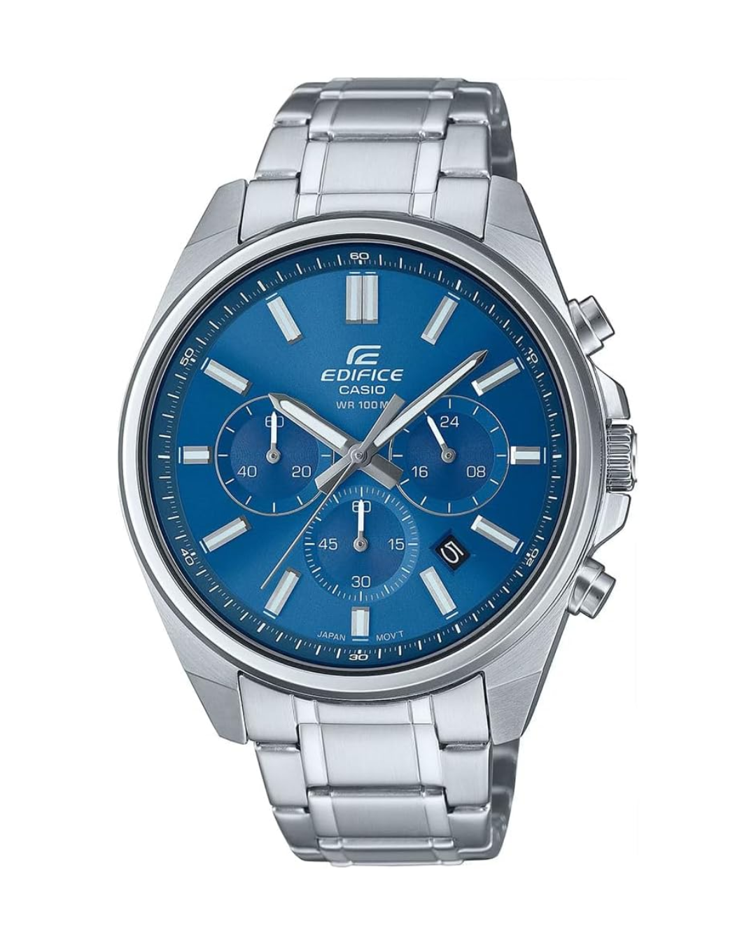 Casio Edifice Men’s Analog Chronograph Watch – EFV-650D-2AVUDF, Blue Dial with Silver Stainless Steel Band